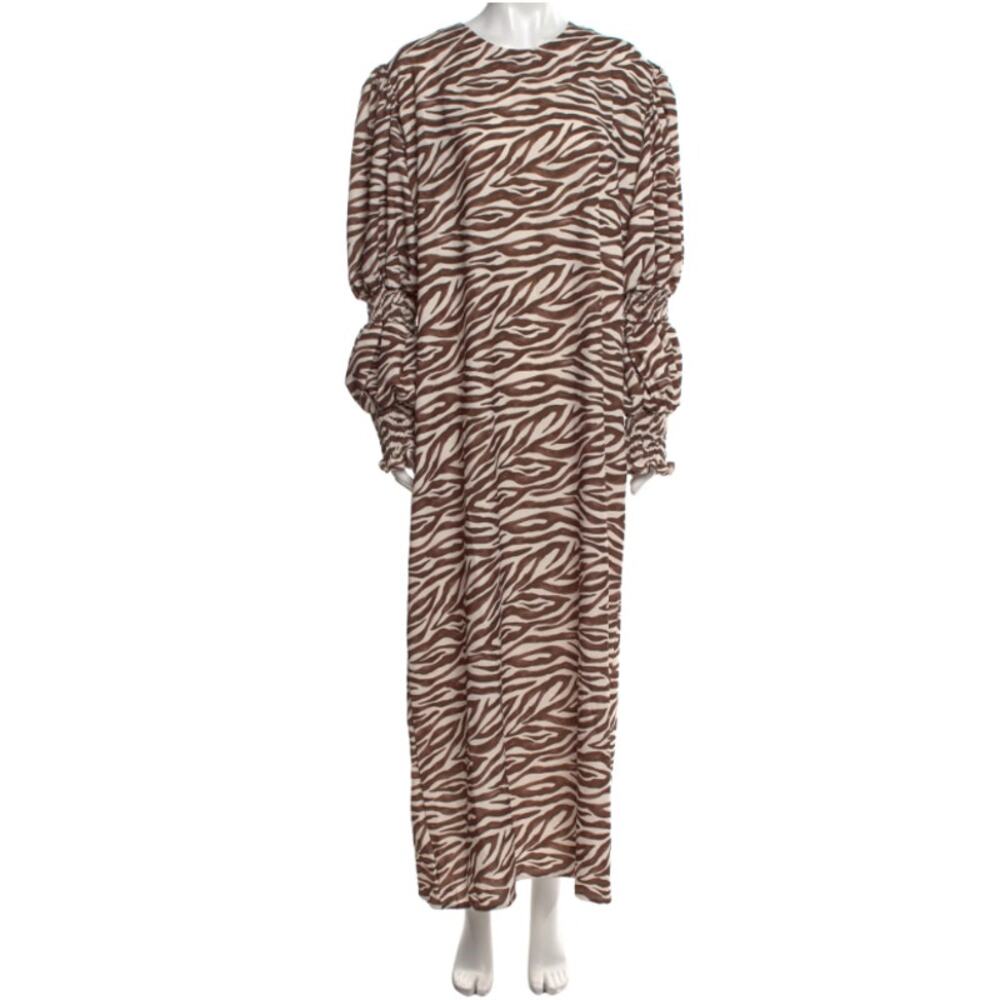The Lulo Project Tent Dress Women Brown Animal Print Long Sleeve Casual NWT